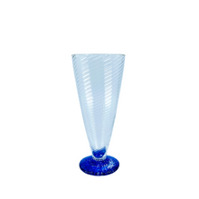 Ribbed Blown Glasses with Multicolor Pebbled Feet, Set of 4