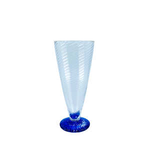 Ribbed Blown Glasses with Multicolor Pebbled Feet, Set of 4
