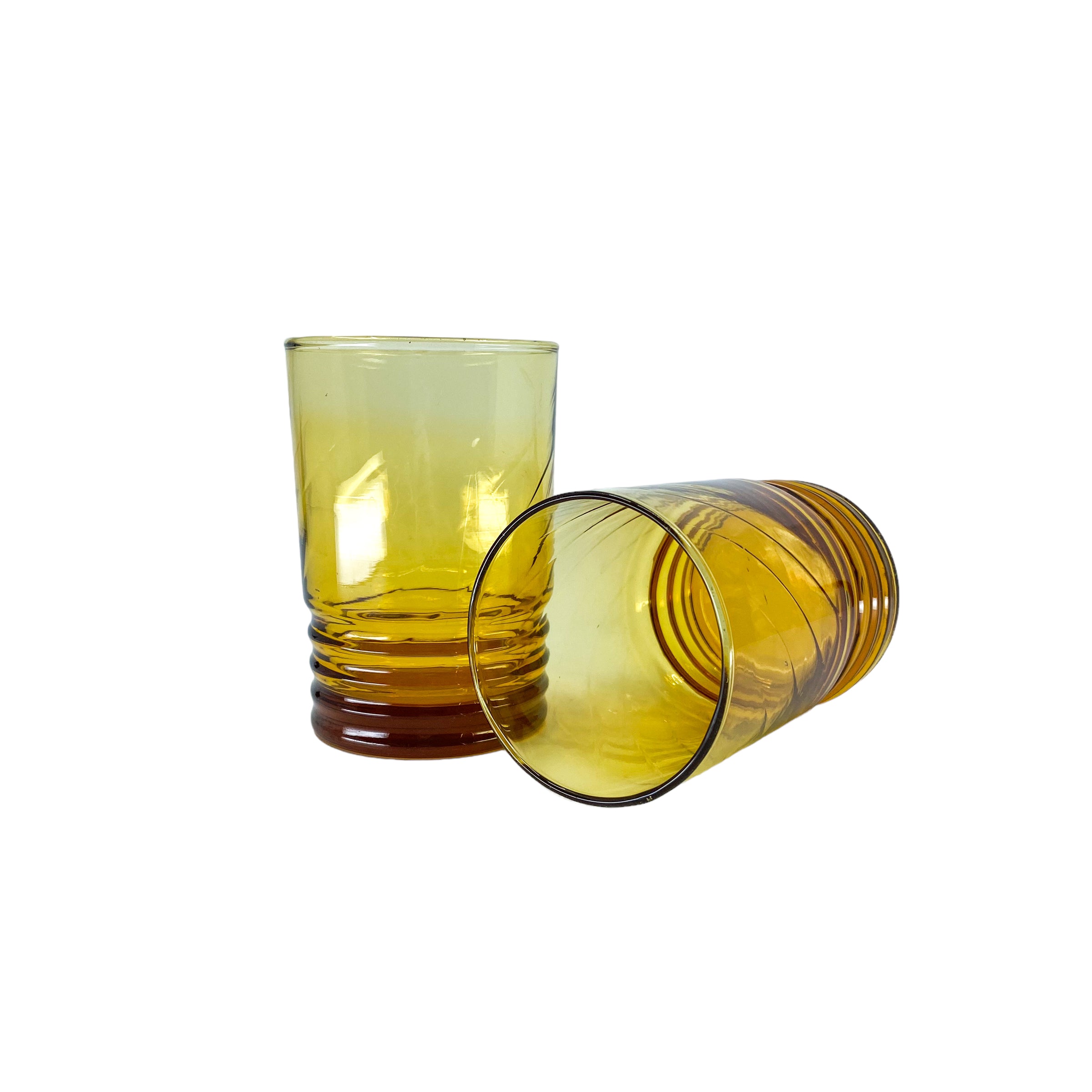 Libbey Amber Glass Swirl Tumblers, Pair