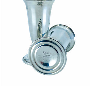 1980’s Empire Pewter Glass Lined Salt + Pepper Shakers
