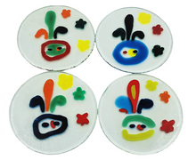 Contemporary Textured Glass Coasters, Set of 4