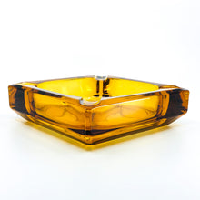Vintage Amber Glass Square Ashtray, Heavy
