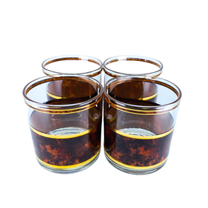 Vintage 60’s Culver Glass Tortoise Design, Set of 4