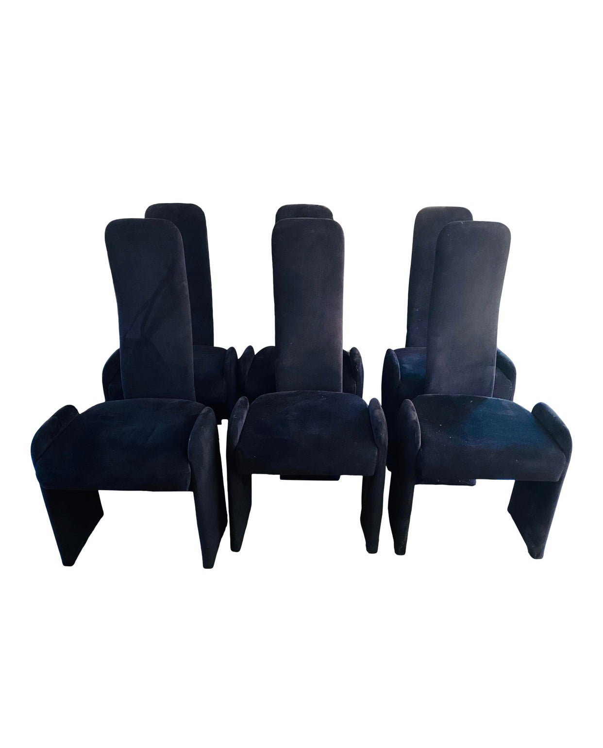1980s Saporiti-Style Ultra Suede High Back Dining Chairs - Set of 6