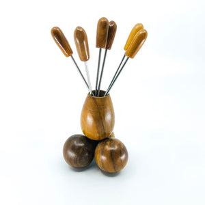 Vintage MCM Wood Party Picks, Set of 6