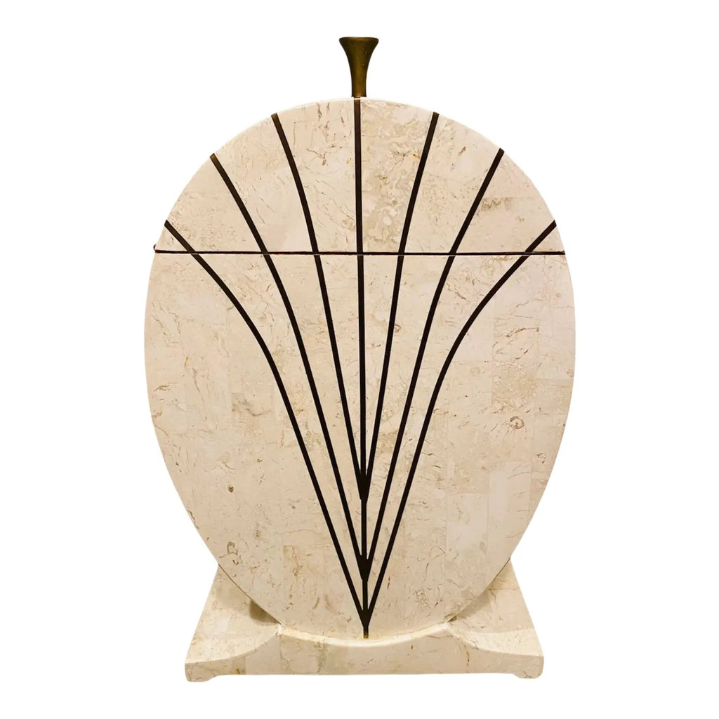 Vintage Maitland Smith Tessellated Stone & Brass Inlaid Keepsake Box