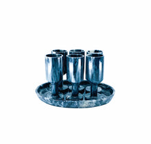 Black Marble 6 Shot Set with Tray