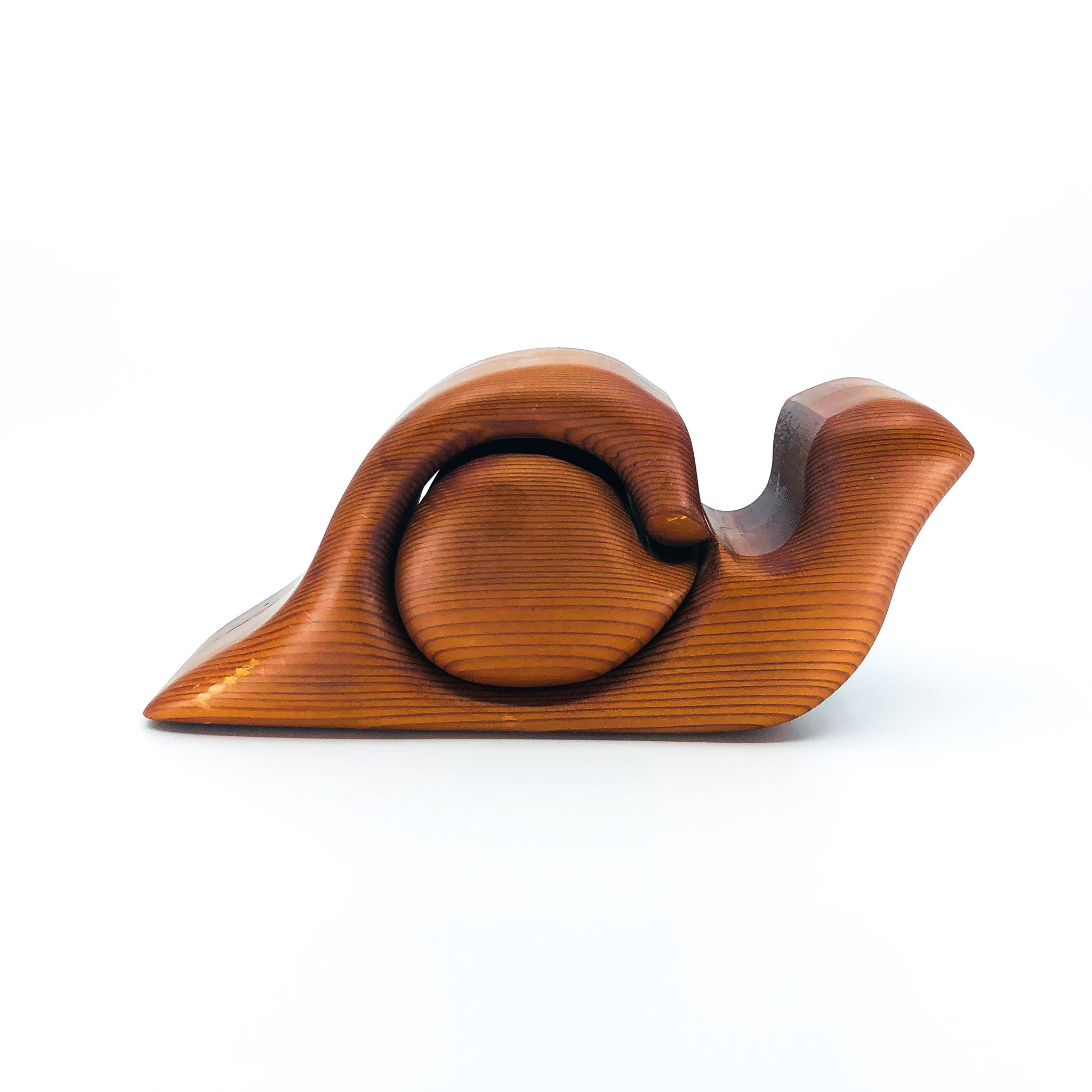 Vintage Native Redwood Carved Wooden Snail