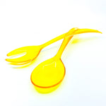 MCM Yellow Lucite Salad Fork & Spoon Serving Set