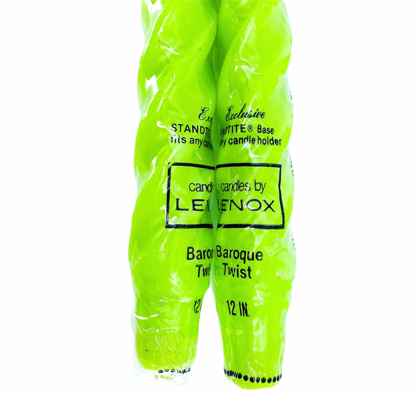 S/2 Neon Green Lenox “Baroque Twist” Candles