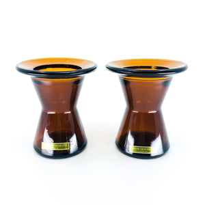 Dansk Design Jens Quistgaard Amber Hourglass Candle Holders / Bud Vase.