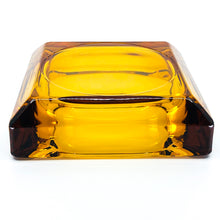 Vintage Amber Glass Square Ashtray, Heavy