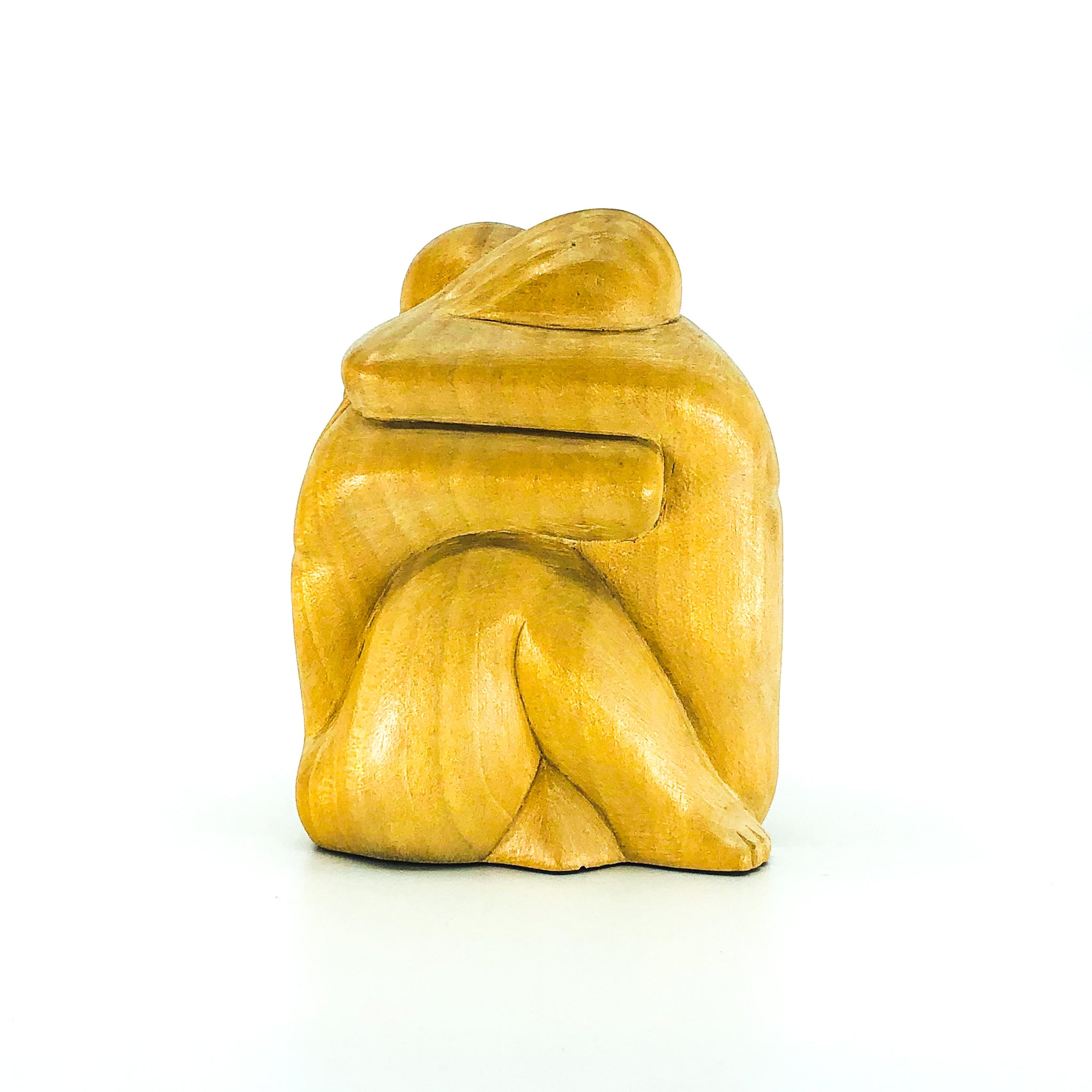 Hand Carved Wood Man & Woman Hugging