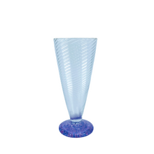 Ribbed Blown Glasses with Multicolor Pebbled Feet, Set of 4