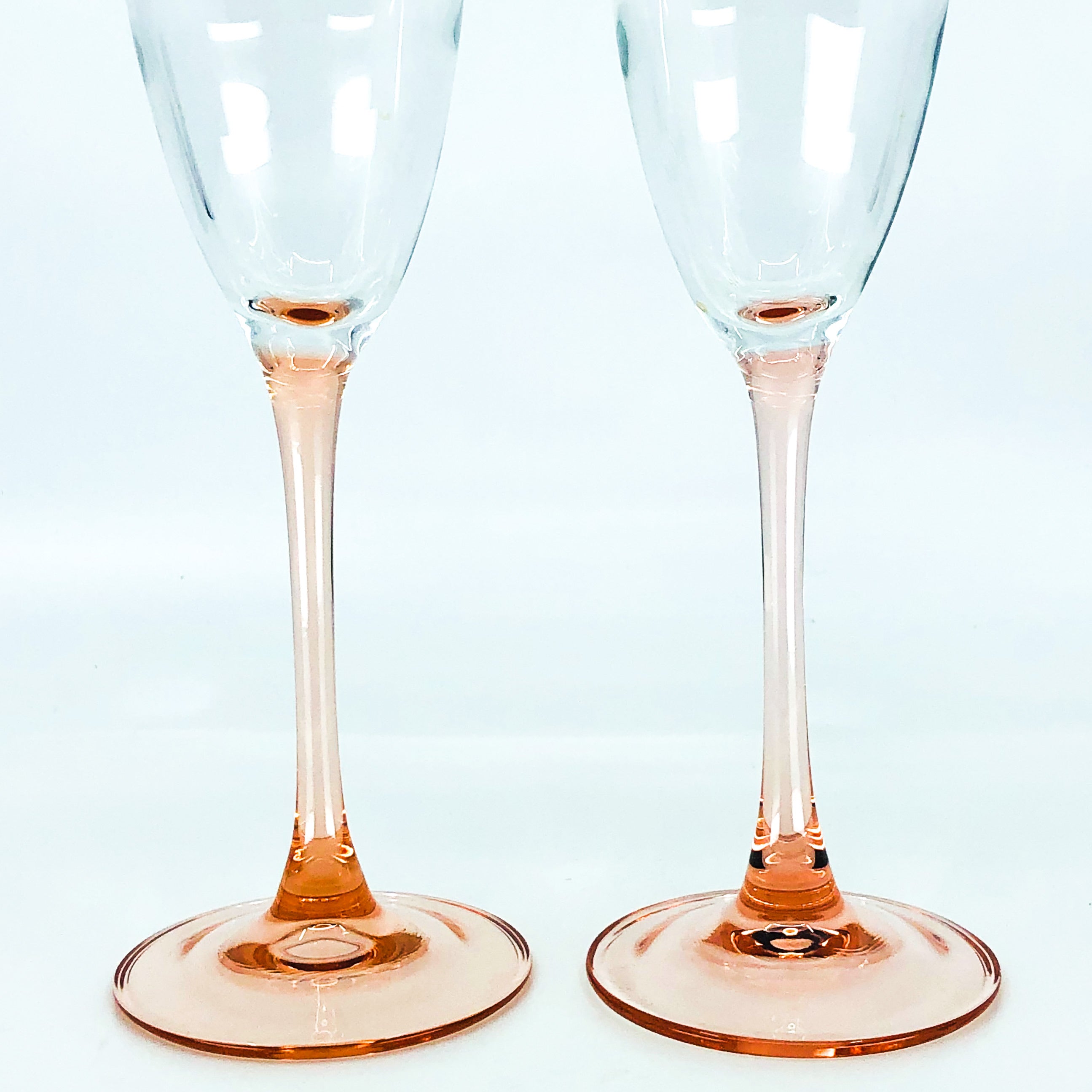 S/2 Peach Stem Champagne Glasses