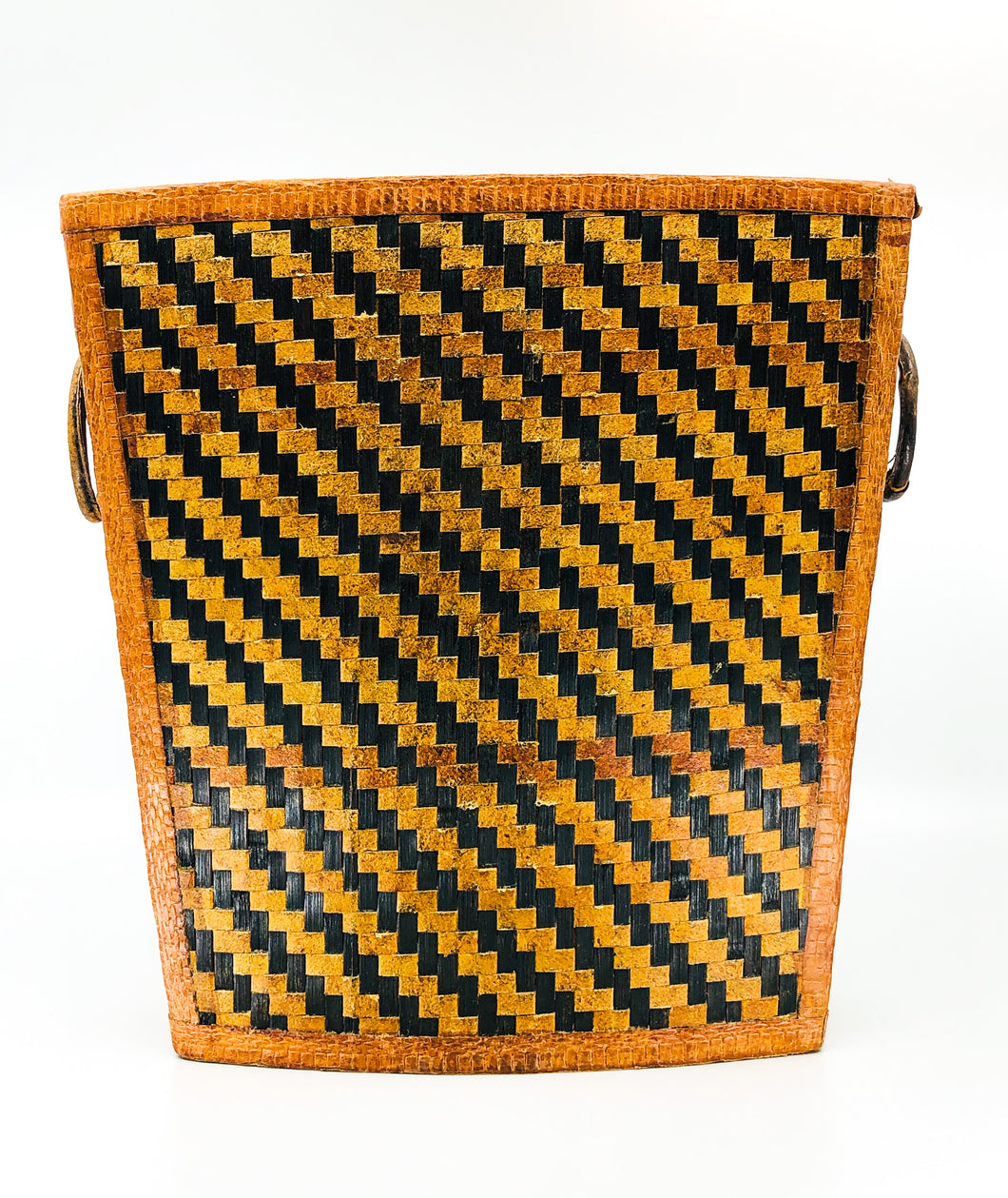 Vintage Woven Leather Magazine Holder