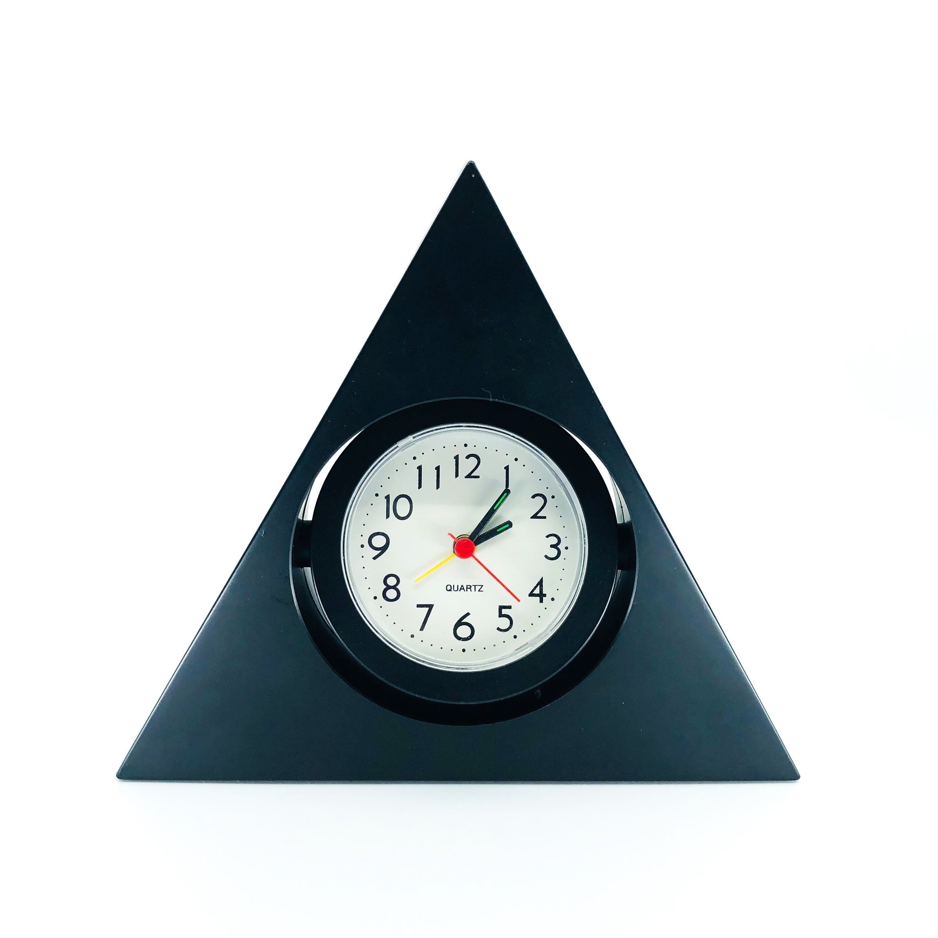 Triangle Quartz Clock with Swinging Pendulum