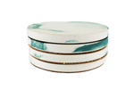 Marble Design Green & White Ceramic Coasters