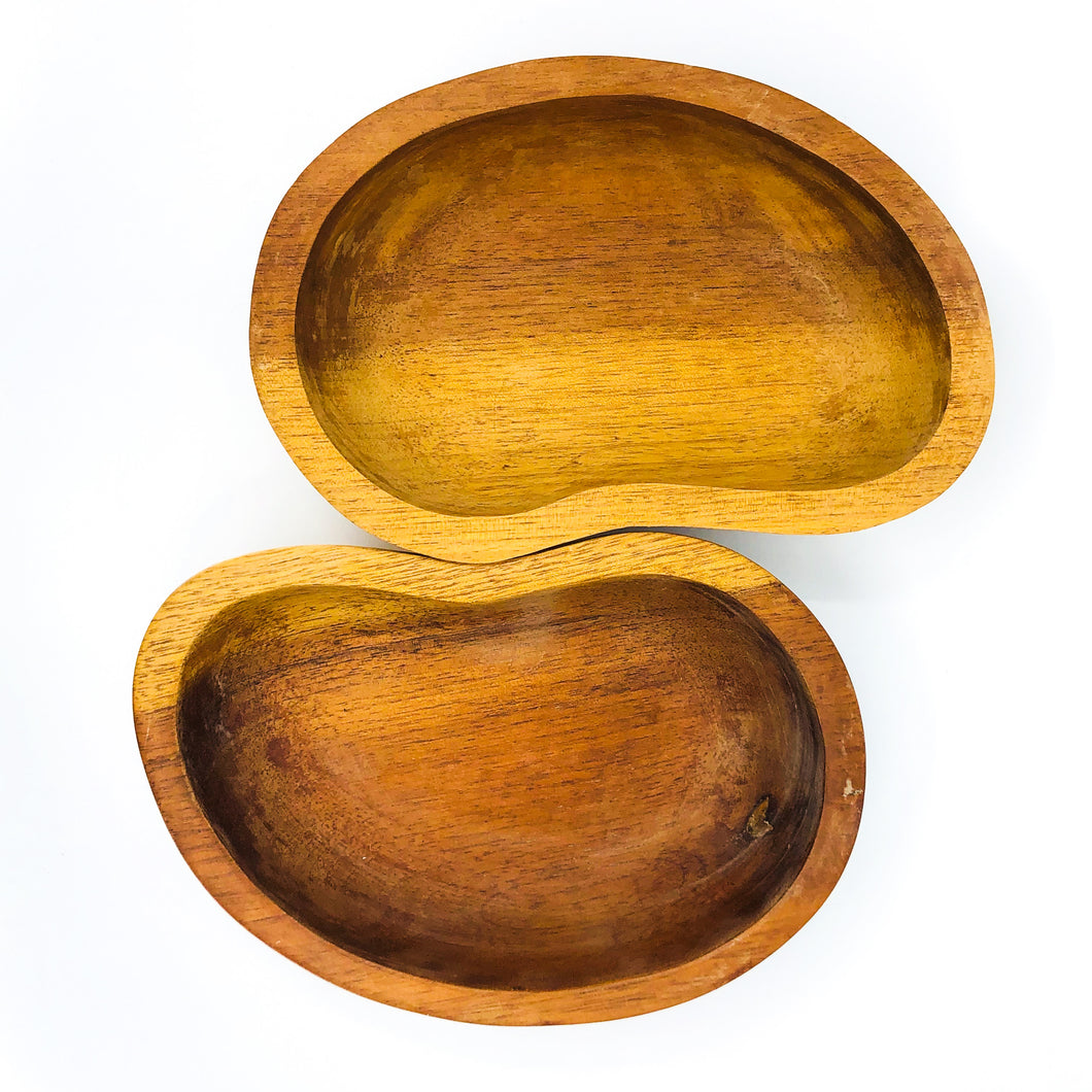S/2 Monkey Pod Wood Kidney Shaped Bowls / Catch All, 1 Available