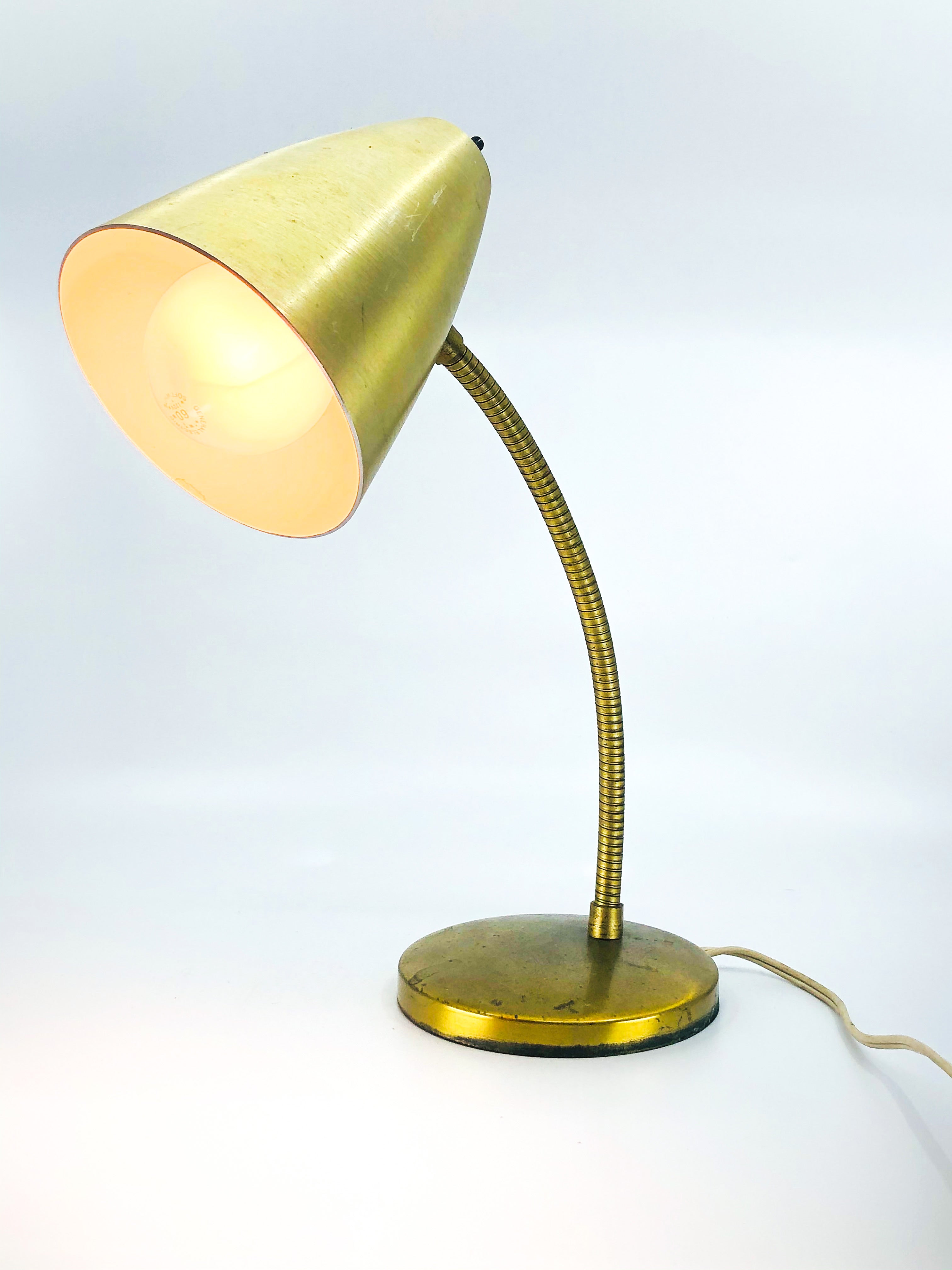 Vintage Gooseneck Brass Desk Lamp