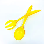 MCM Yellow Lucite Salad Fork & Spoon Serving Set