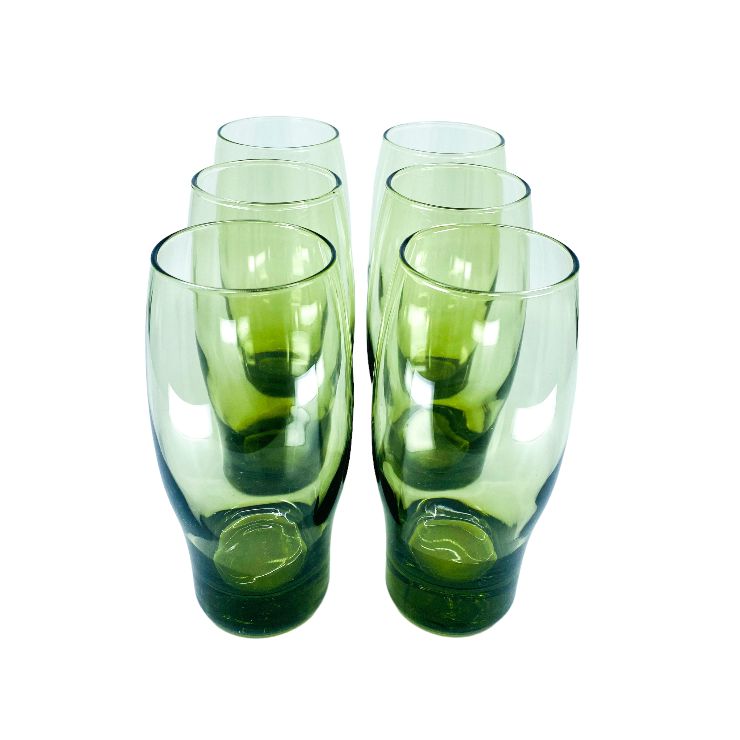 Vintage Libbey Green “Perception” Glasses, Set of 6