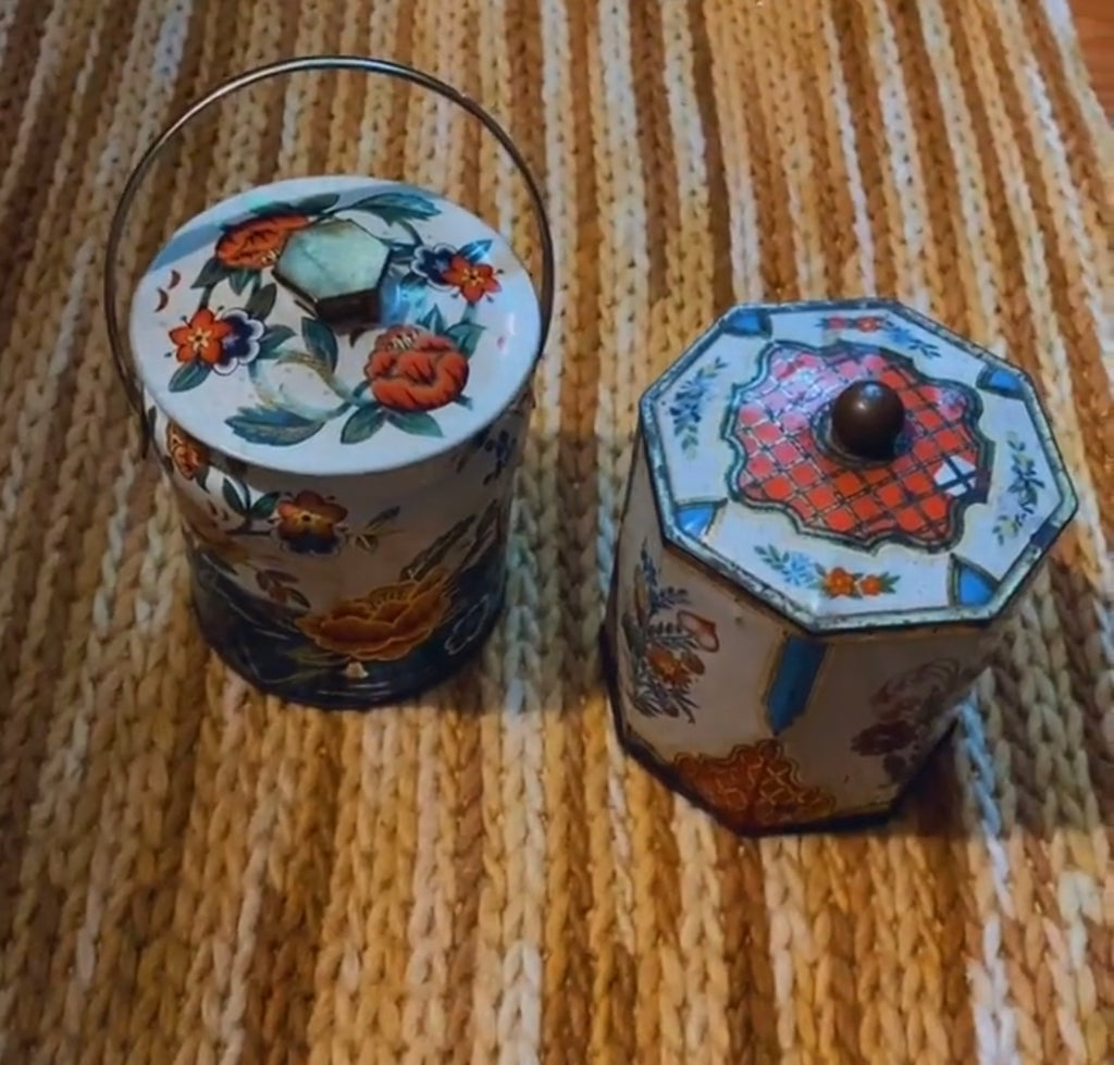 Vintage Tea/Confectionery Canisters, Set of 2