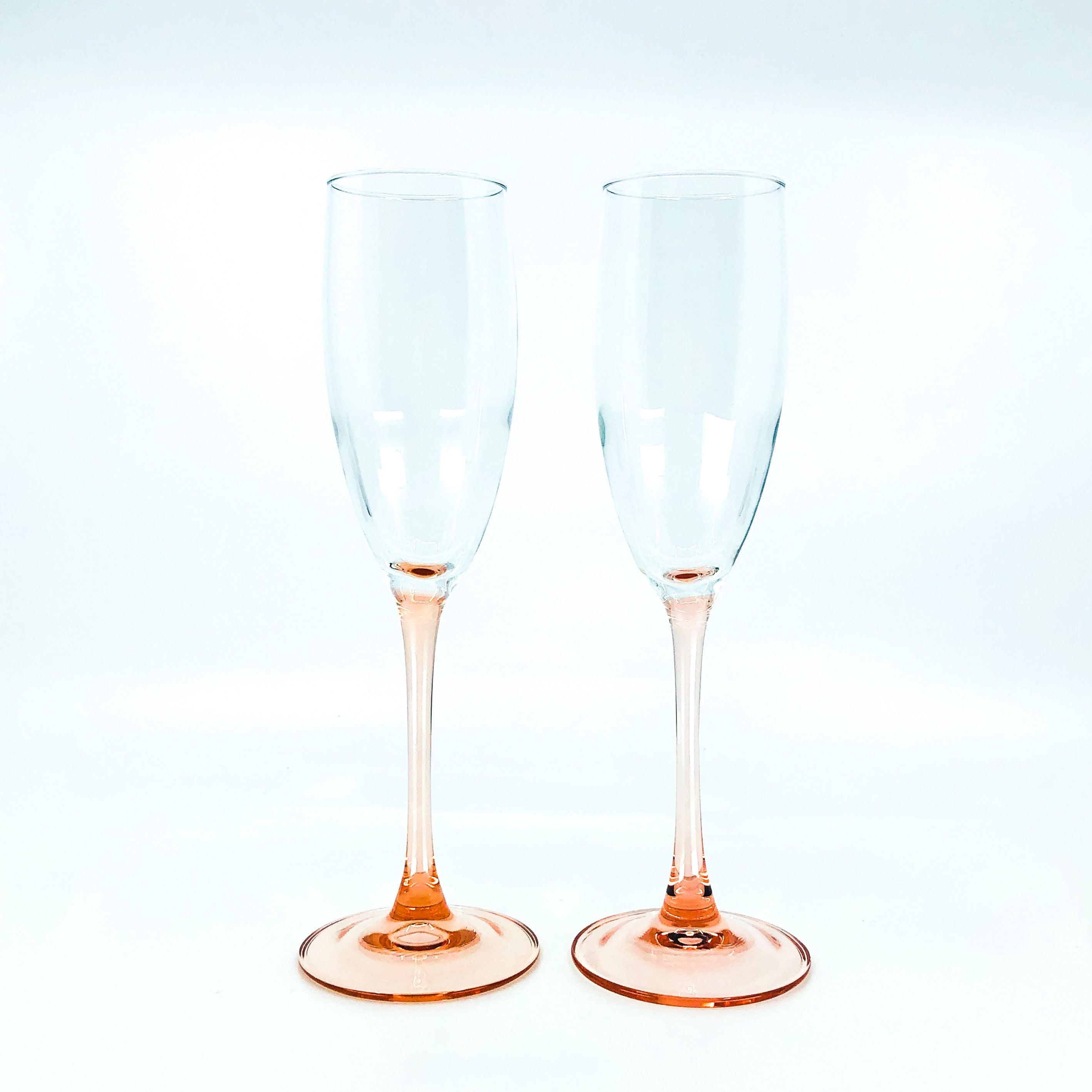 S/2 Peach Stem Champagne Glasses