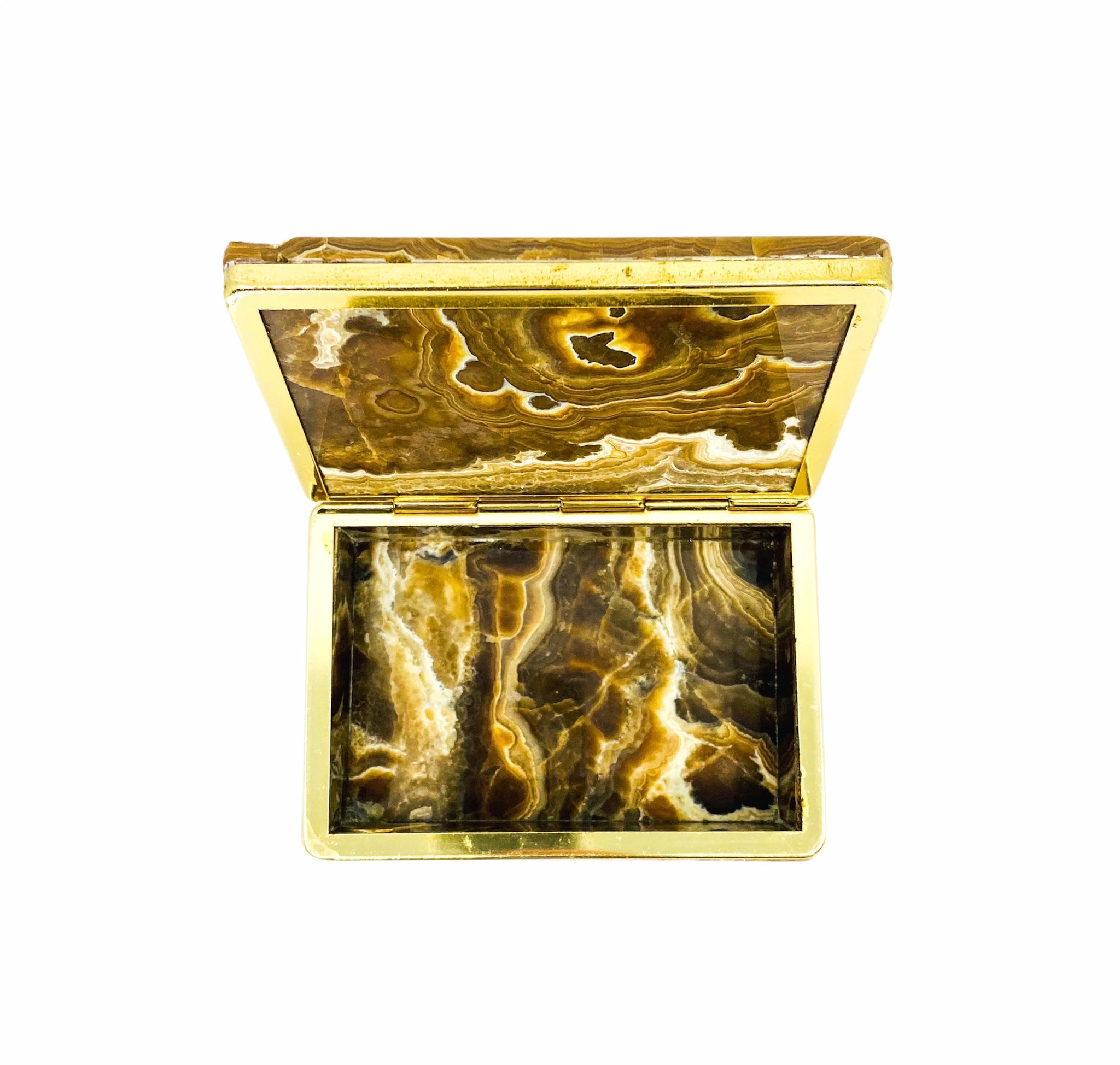 Stone Marble Keepsake Box with Brass Trim