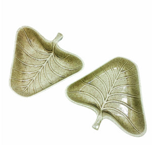 Pair of Valley Vista Ceramic Leaf Dish
