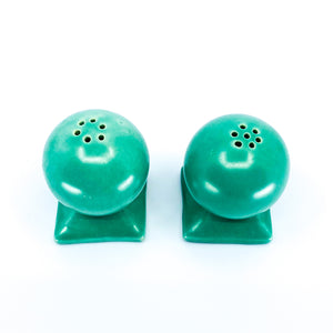 Round Green Ceramic Salt & Pepper Shakers