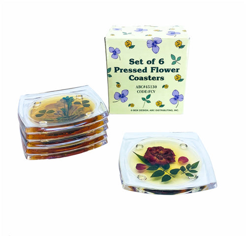 Pressed Flower Lucite Coasters, Set of 6