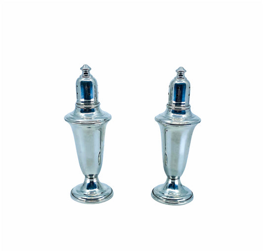 1980’s Empire Pewter Glass Lined Salt + Pepper Shakers
