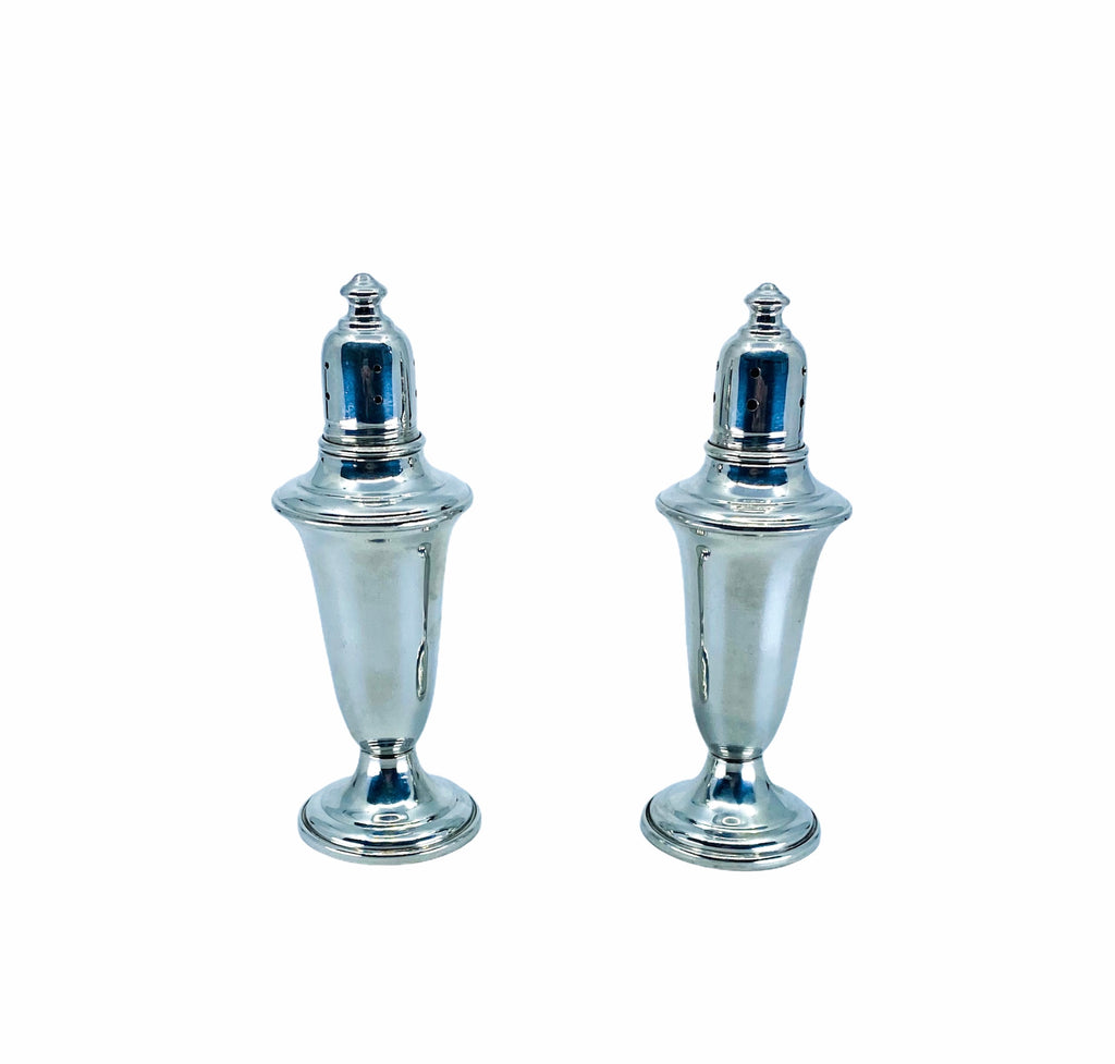1980’s Empire Pewter Glass Lined Salt + Pepper Shakers