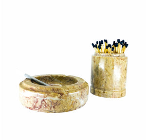 Solid Marble Ashtray & Stasher Set