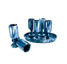 Black Marble 6 Shot Set with Tray