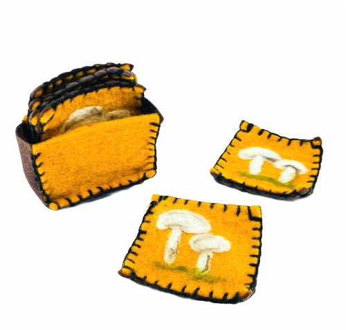 Handmade Mushroom Coasters, Set of 6