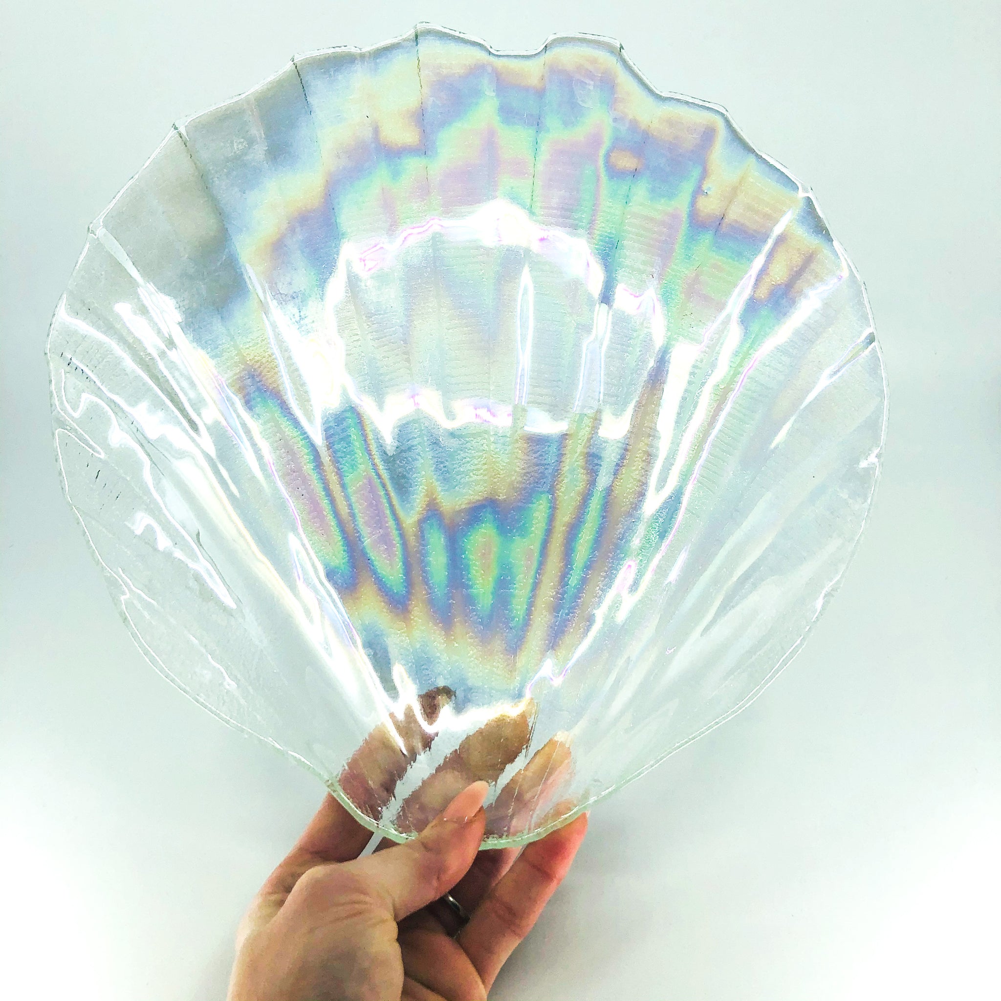 Rare 1960’s Kamei Craft Japan Carnival Iridescent Glass Shell Plate
