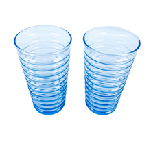 Vintage Anchor Hocking Blue Ribbed Glasses, Pair