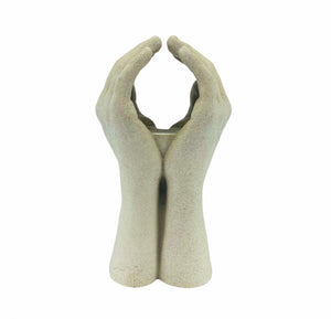 Cupping Hands Ceramic Candle Holder