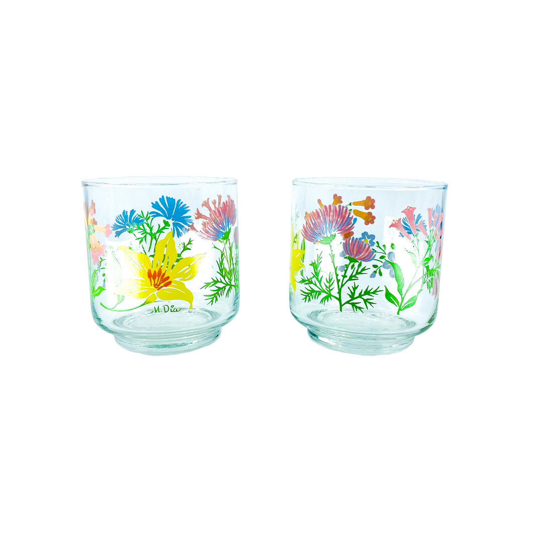 M Dia Floral Short Stack Glasses, Pair