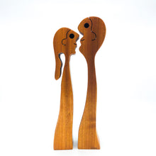 Signed Bob Ameri Teak Wood Kissing Couple Structure