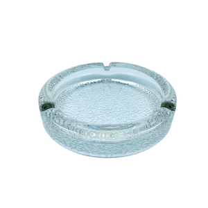 Heavy Round Pebbled Glass Ashtray