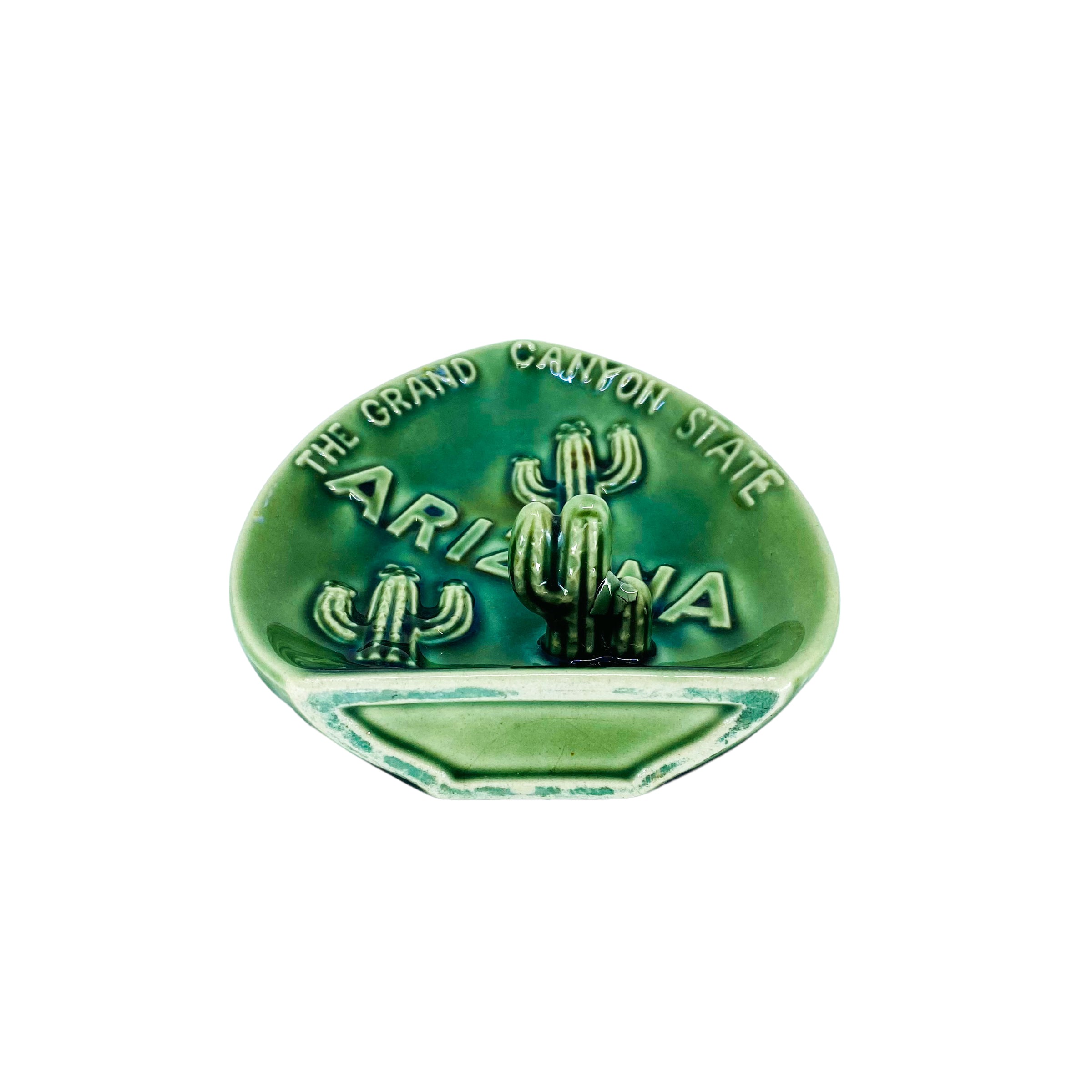 Vintage Arizona 3D Ceramic Green Cactus Ashtray