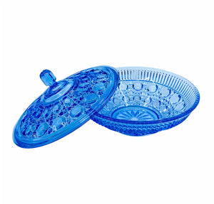 Blue Depression Era Indiana Glass Stasher, Windsor Pattern