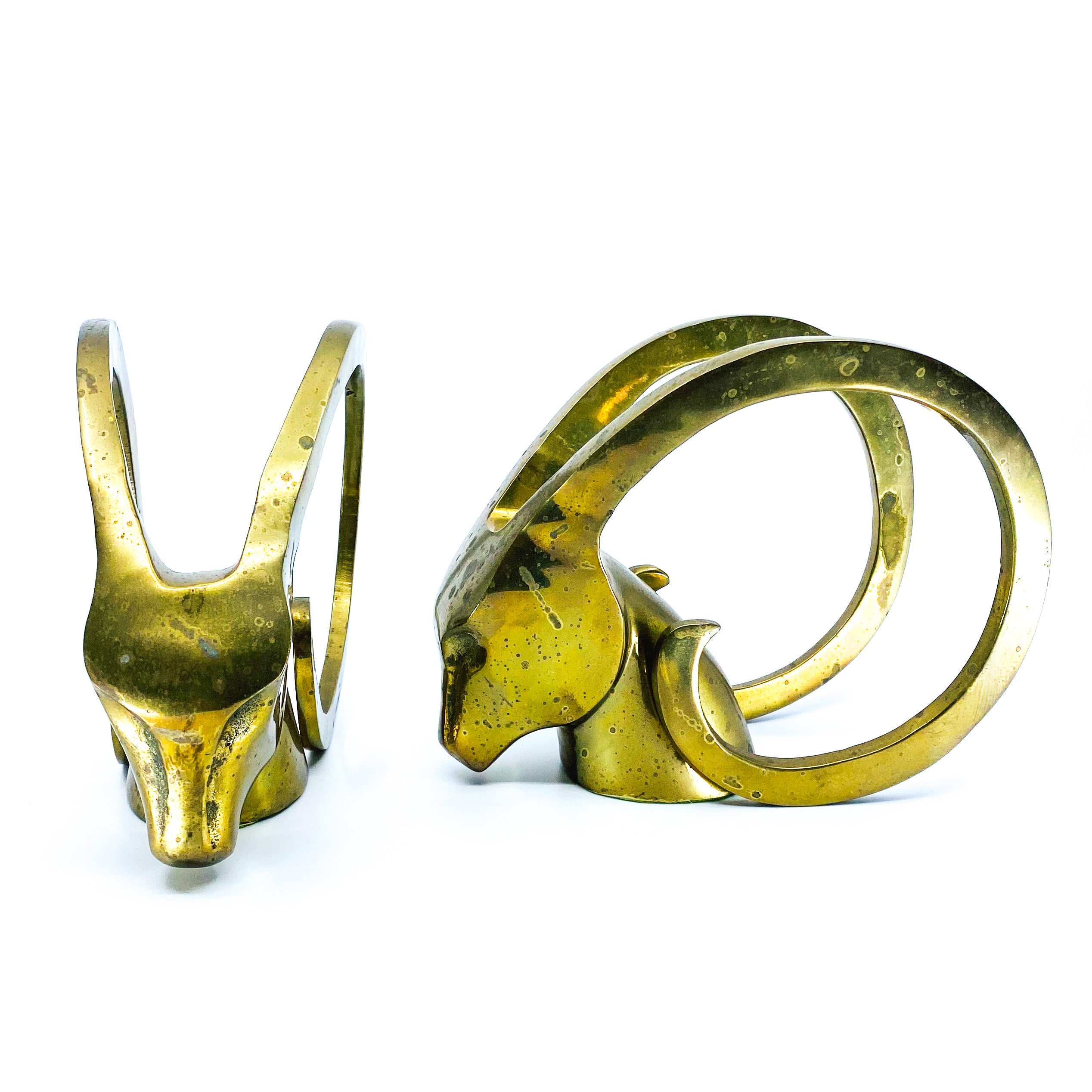 Brass Rams Head Bookends