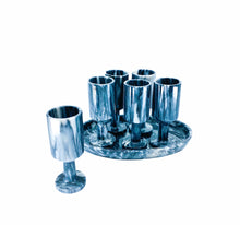 Black Marble 6 Shot Set with Tray